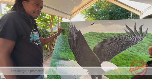Artist’s bald eagle painting celebrates Philadelphia Eagles’ iconic spirit ahead of home opener