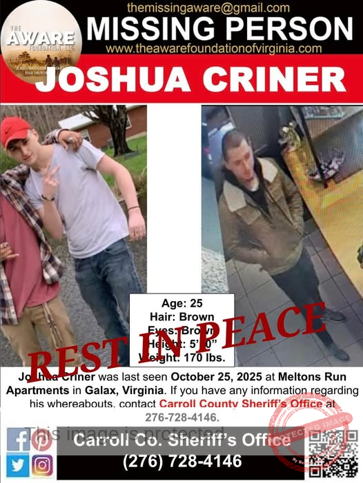 Authorities Confirm the Death of Missing Carroll County Resident Joshua Criner