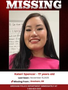 Gresham, Oregon Searches for Missing 17-Year-Old Kateri Spencer