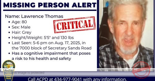 Missing: Lawrence Thomas, 80, Last Seen in Albemarle County