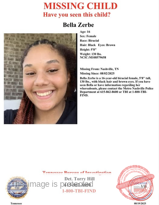 Missing Person Alert: 16-Year-Old Bella Zerbe Last Seen in Nashville, TN