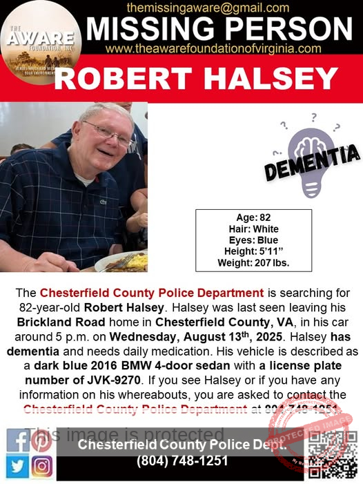 Missing Senior in Chesterfield County, VA – Authorities Seek Robert Halsey