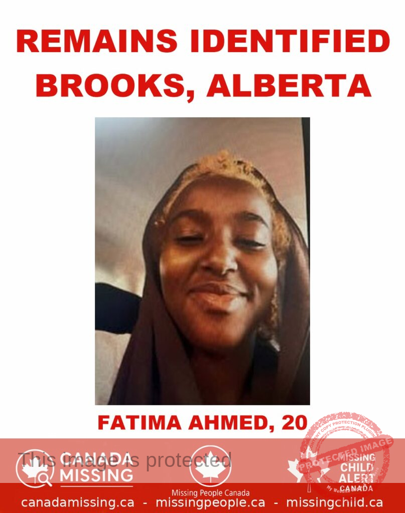 UPDATE: Fatima Ahmed Identified as Deceased in Brooks, Alberta