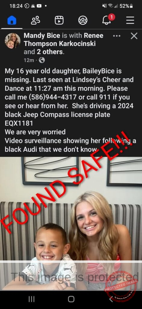 UPDATE: Missing Detroit Teen Bailey Bice Found Safe