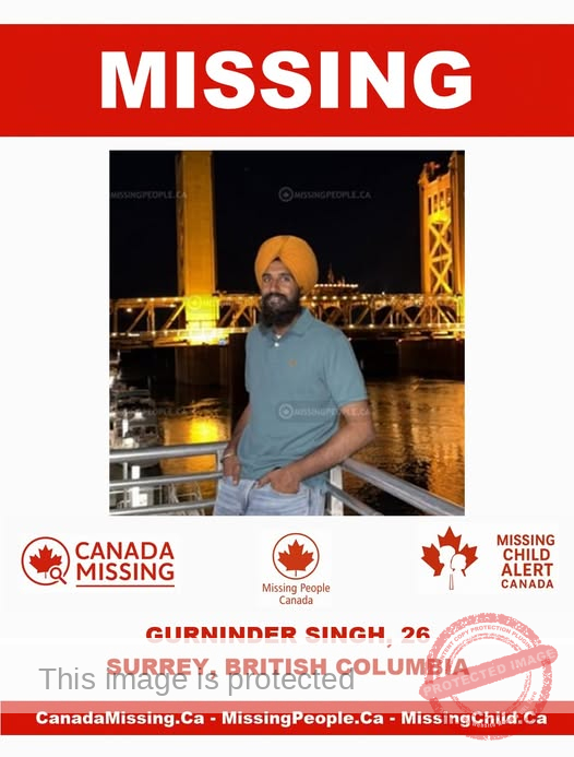 MISSING PERSON ALERT: Gurninder Singh, 26, Last Seen Near Scott Road SkyTrain Station, Surrey, BC