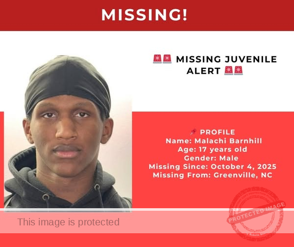 17-Year-Old Malachi Barnhill Missing in Greenville, NC Since October 4, 2025