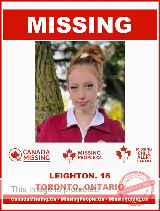 Toronto Police Seek Public Help to Locate 16-Year-Old Leighton Missing Since October 12