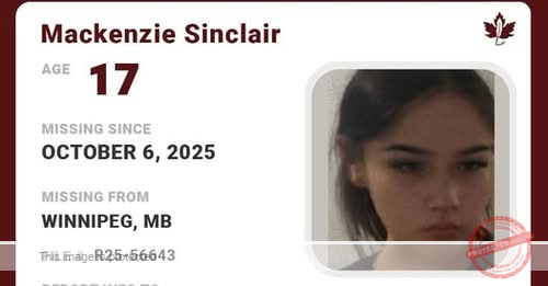 Urgent Search for Missing 17-Year-Old Mackenzie Sinclair from Winnipeg, Manitoba