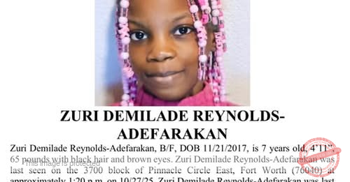 UPDATE: Zuri Demilade Reynolds-Adefarakannis Has Been Located Safe