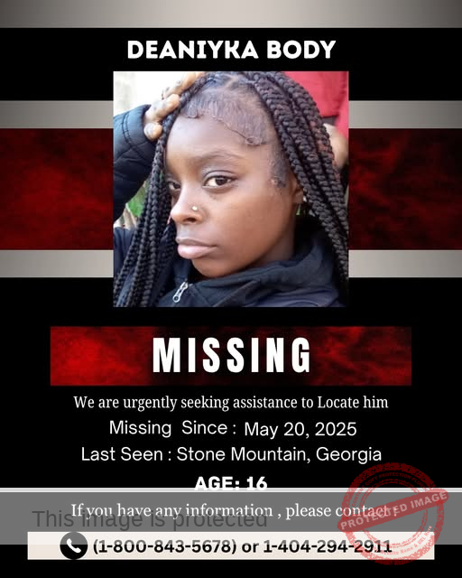 Missing Person Alert: Deaniyka Body, 16, Last Seen in Stone Mountain, GA