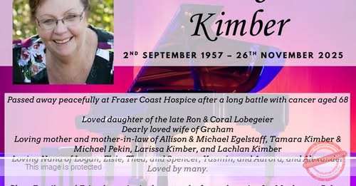 Fraser Coast Mourns the Passing of Marlene Janice Kimber After Courageous Battle With Cancer